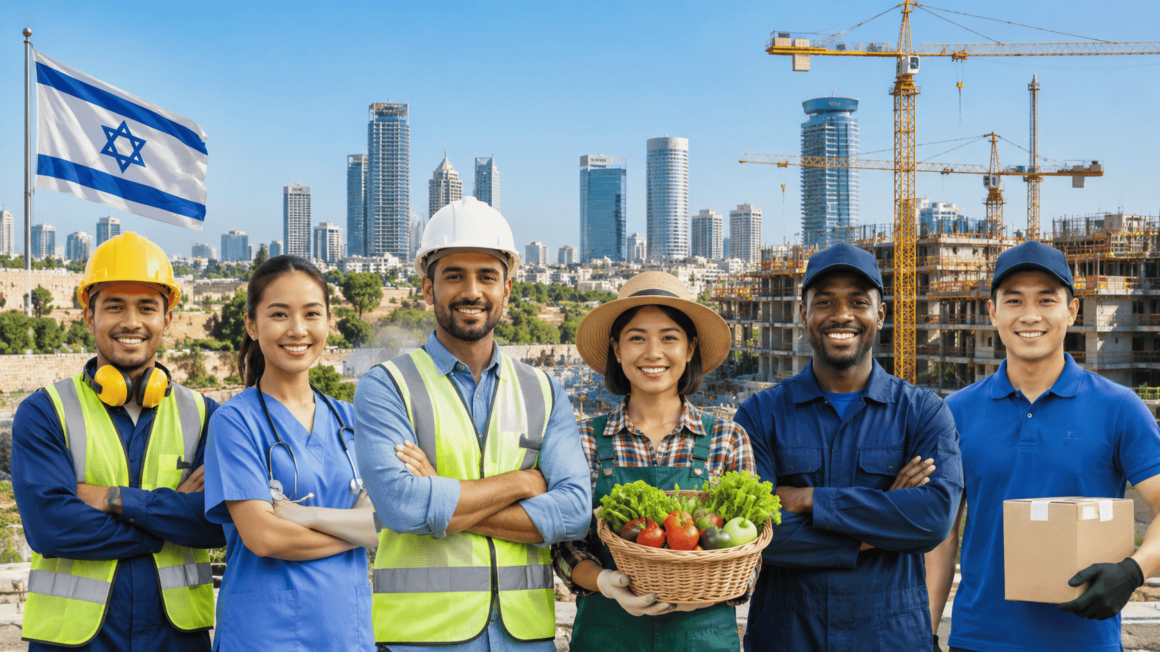 Israel hiring foreign workers in construction, healthcare, agriculture, manufacturing, and logistics industries